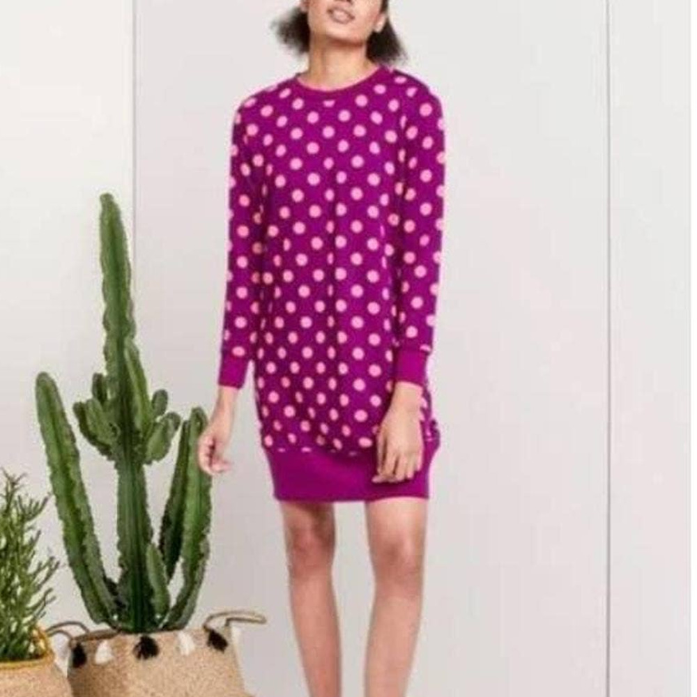 Victor Glemaud Womens Polka Dot Tunic Sweater Dress Long Sleeve Size XS Purple